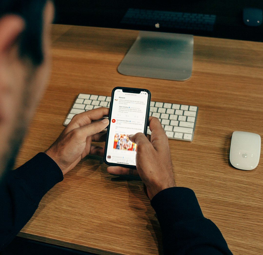 person using phone social media